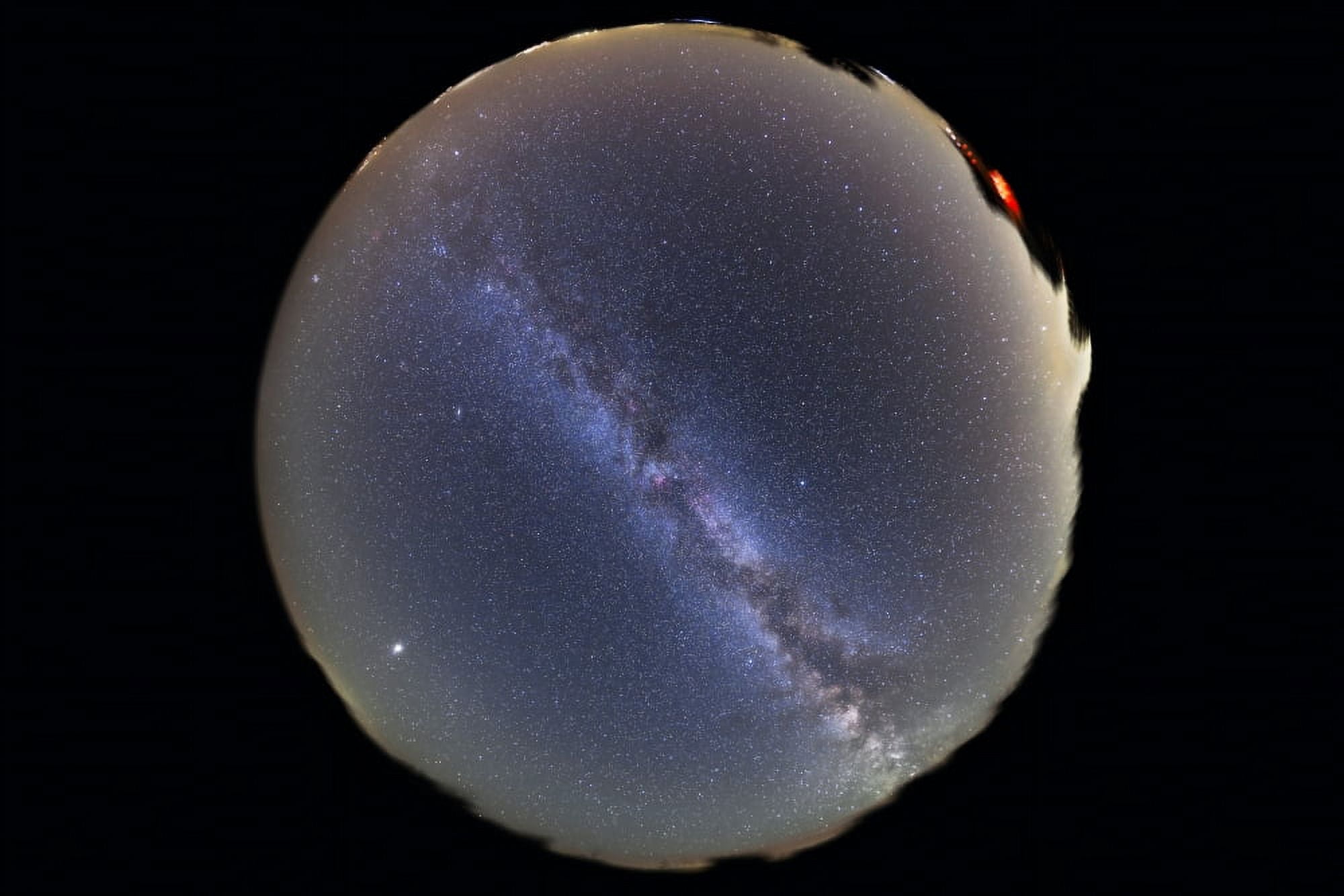 Fish-eye lens view of sky with Milky Way Canvas Art - Alan DyerStocktrek Images (18 x 12)