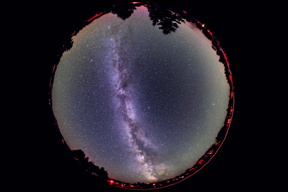 Fish-eye lens view of the summer Milky Way Canvas Art - Alan DyerStocktrek Images (35 x 23)