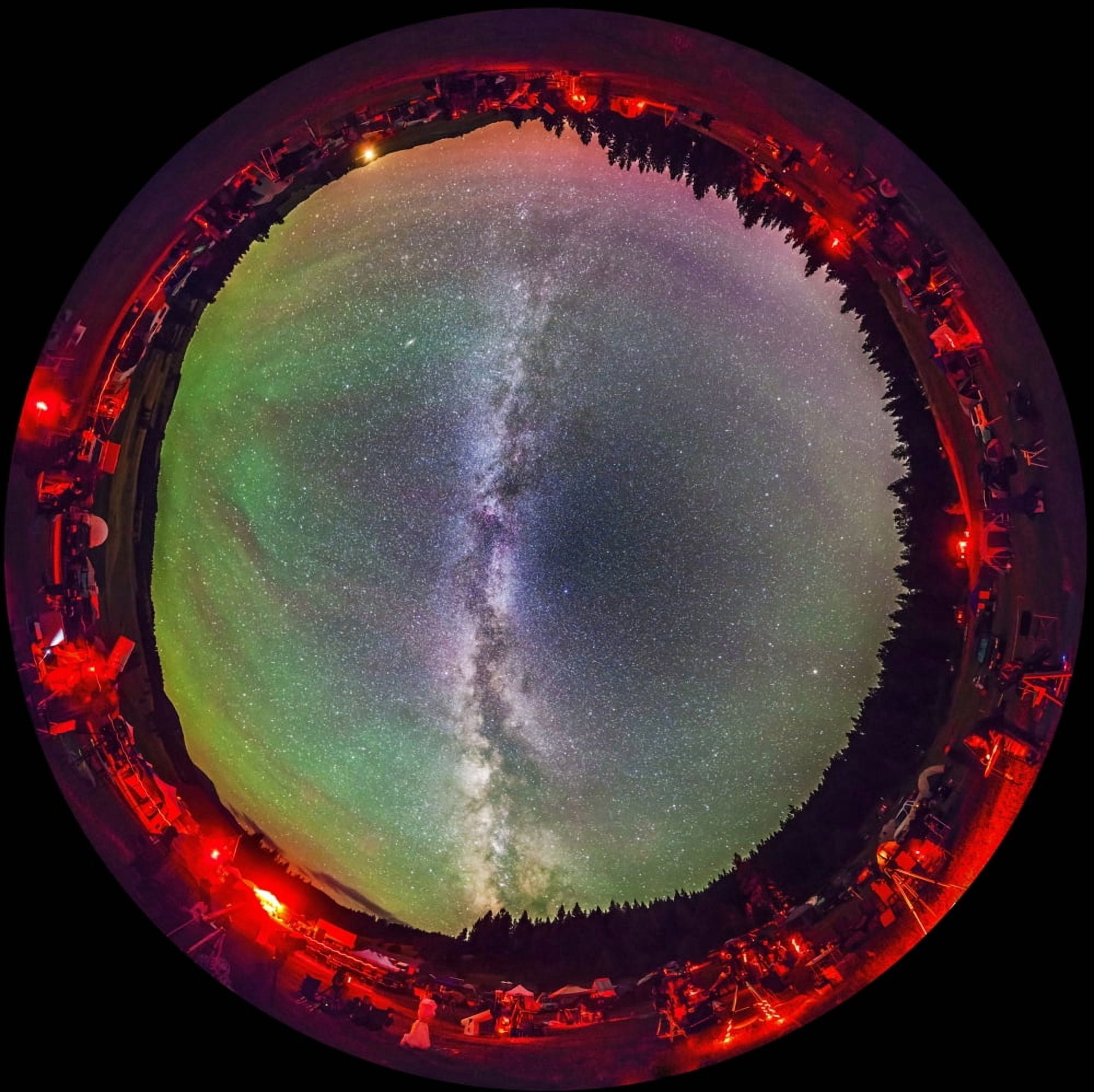 Fish-eye panorama of Milky Way above the Table Mountain Star Party in Washington state Canvas Art - Alan DyerStocktrek Images (29 x 29)