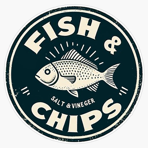 Fish n Chips Logo Restaurant Dining Seafood Slogan Vinyl Sticker