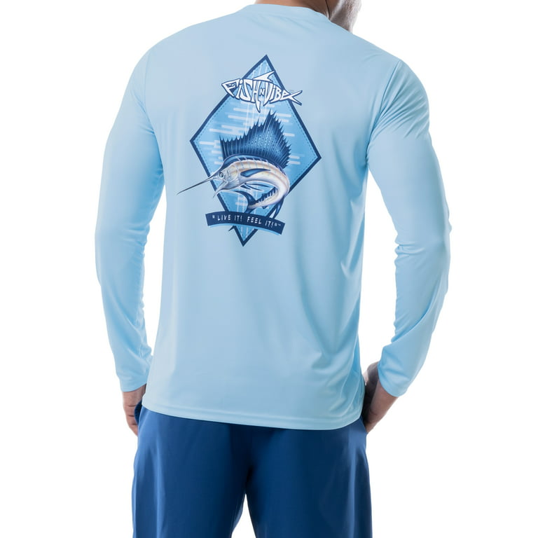 New Artwork] Large Mouth Bass Fishing Shirts for Men - Long Sleeve,  Moisture Wicking, Non-Fade Print, 50+ UPF Fabric UV Protection Ice  Blue/Small