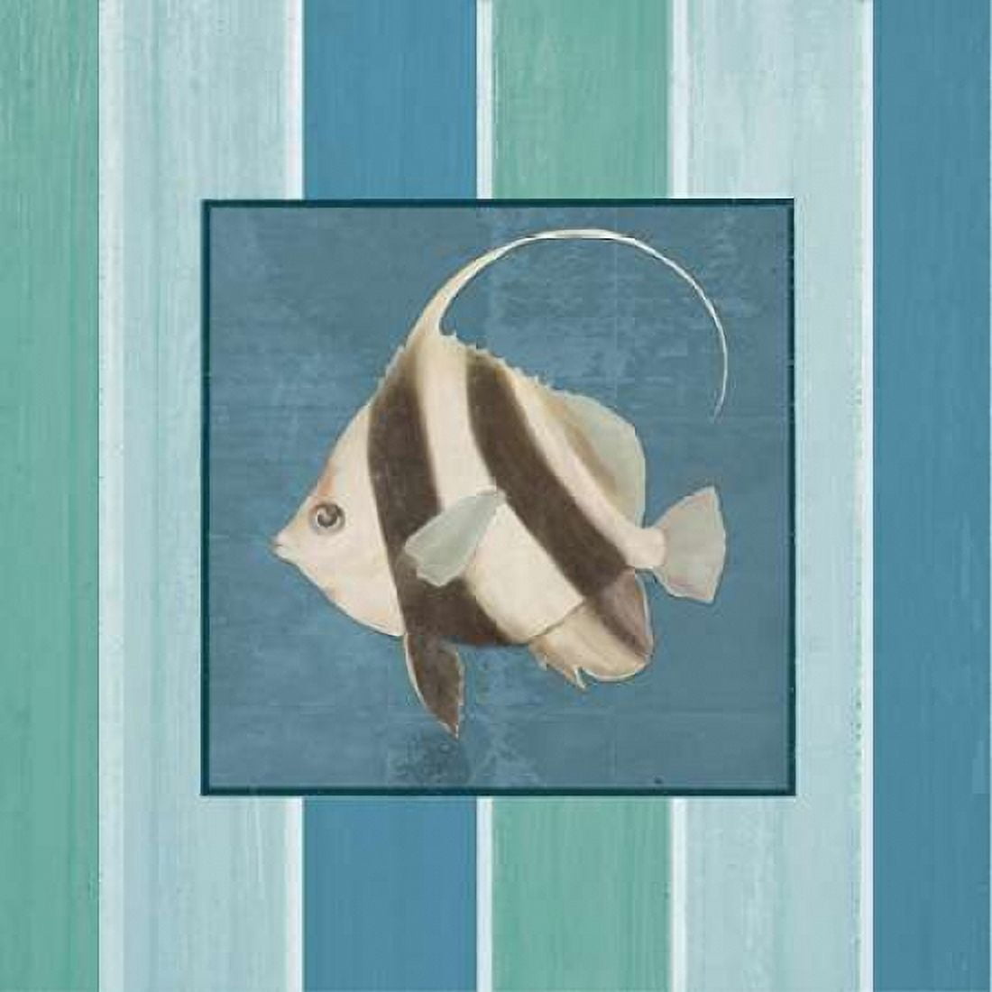 Fish on Stripes I Canvas Art - Elizabeth Medley (24 x 24)