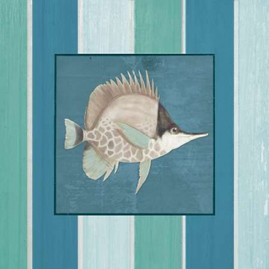 Fish on Stripes II Canvas Art - Elizabeth Medley (24 x 24)