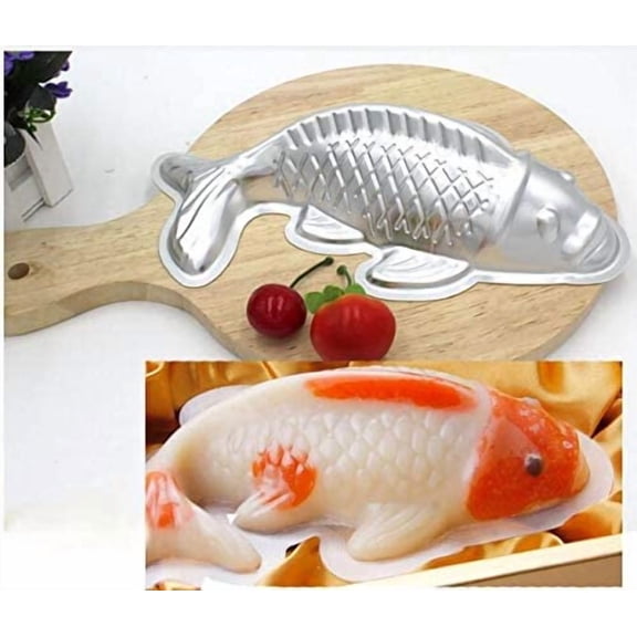 Fish-shaped cake, koi fish cake mold, 3D aluminum alloy cake mold (7 inches)
