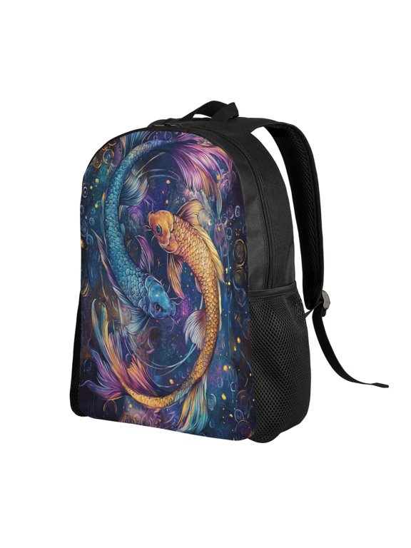 FishPattern Backpack Double Shoulder Backpack Durable, Spacious, Ergonomic Design for Travel, Work & Outdoor Use