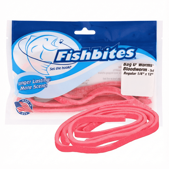 Fishbites EZ Shrimp Saltwater Fishing Bait  Pink, Pre-Cut Bait Strips