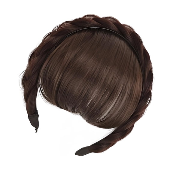 Fishbone Braid Hairband with Air Bangs, Synthetic Fiber Wigs for Women Natural Look Quick Hairstyle