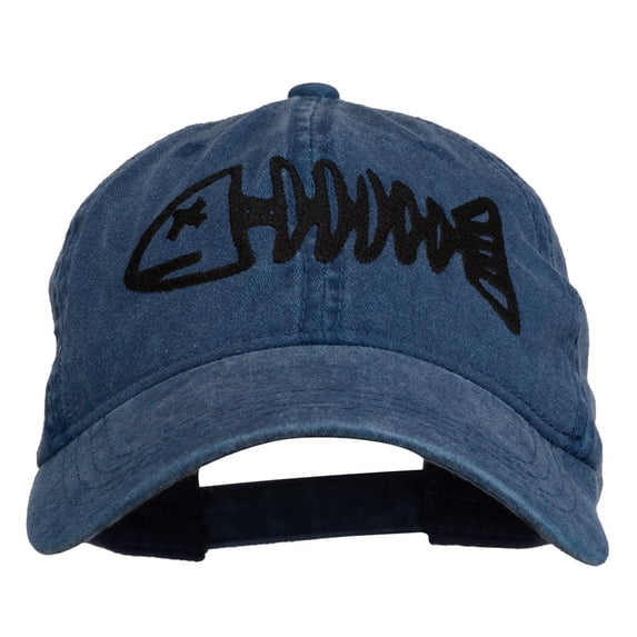 Fishbone Embroidered Pigment Dyed Brass Buckle Cap - Navy OSFM
