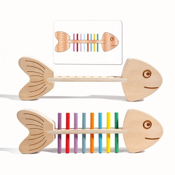 Fishbone Matching Logic Puzzle Game with 60 Double Sided Cards and 120 Challenges, Educational Brain Teaser for Cognitive Development