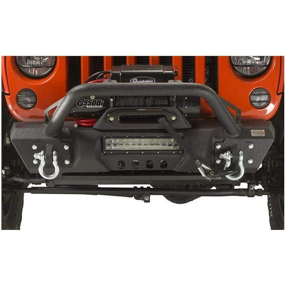 Fishbone Offroad 07-18 Jeep Wrangler JK Frnt Stubby Winch Bumper W/Tube Guard - Blk Txtrd Pwdrcoated