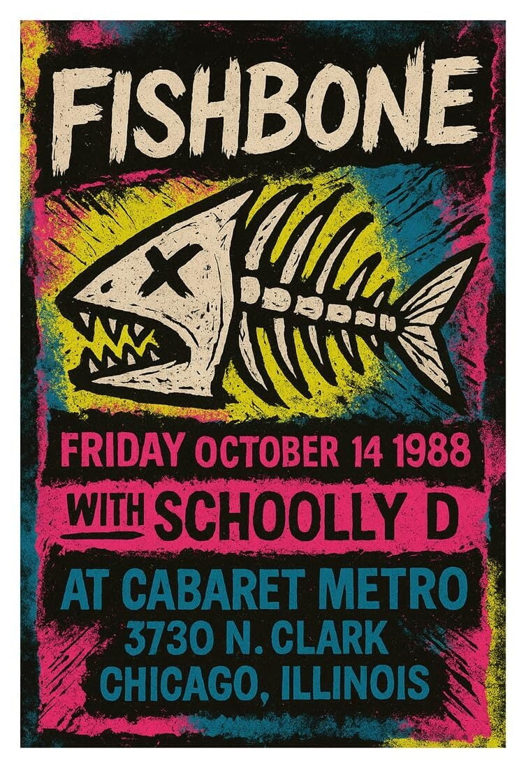 Fishbone Poster, Concert at Cabaret Metro, with Schoolly D, Friday ...