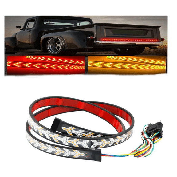 Fishbone Shaped LED Tailgate Light Bar, LED Tailgate Lights, Brake Running Sequential Turn Signal Strip Strobe Light Bar for Truck Pickup SUV RV, Car Light Embellishments (1.2M/47.24")