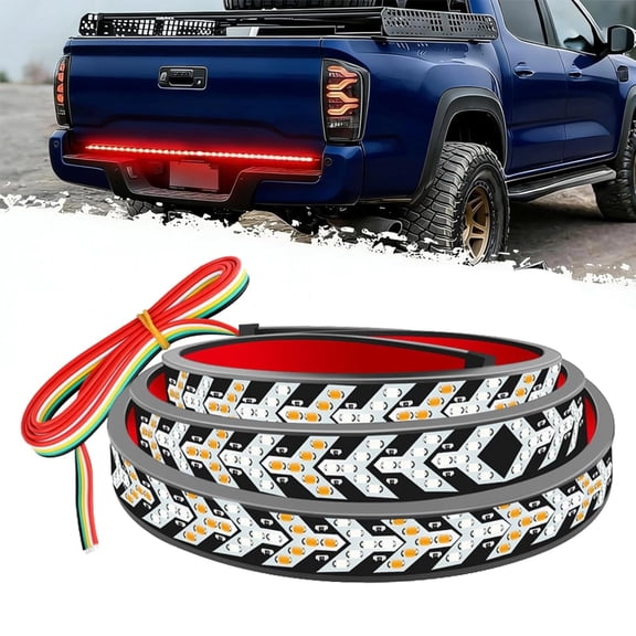 Fishbone Shaped LED Tailgate Light Bar, LED Tailgate Lights, Brake Running Sequential Turn Signal Strip Strobe Light Bar for Truck Pickup SUV RV, Car Light Embellishments (59 in 1.5 m)