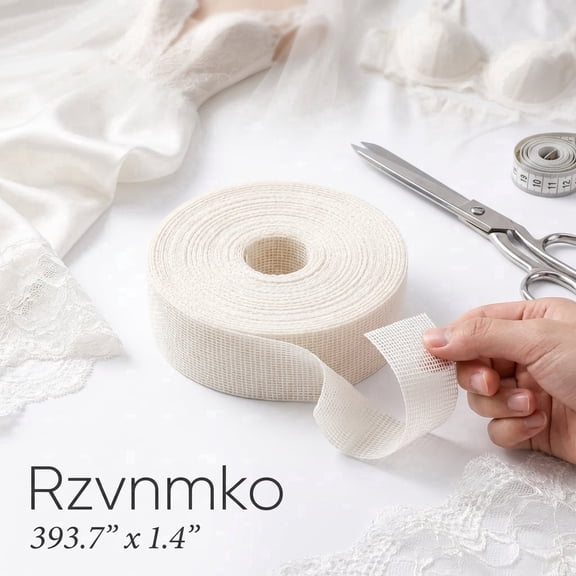 Fishbone Tape for Sewing 1.4 in x 11 Yards Banroll Tape for Sewing Narrow Hem Sewing Accessories Rolled Hem Tape for Chiffon or Delicate Fabrics Fishbone Boning Lining Seam Guide