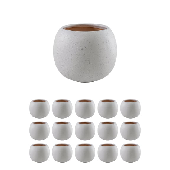 Fishbowl White Speckled Ceramic Planter with Speckled Pattern, Pack of 16