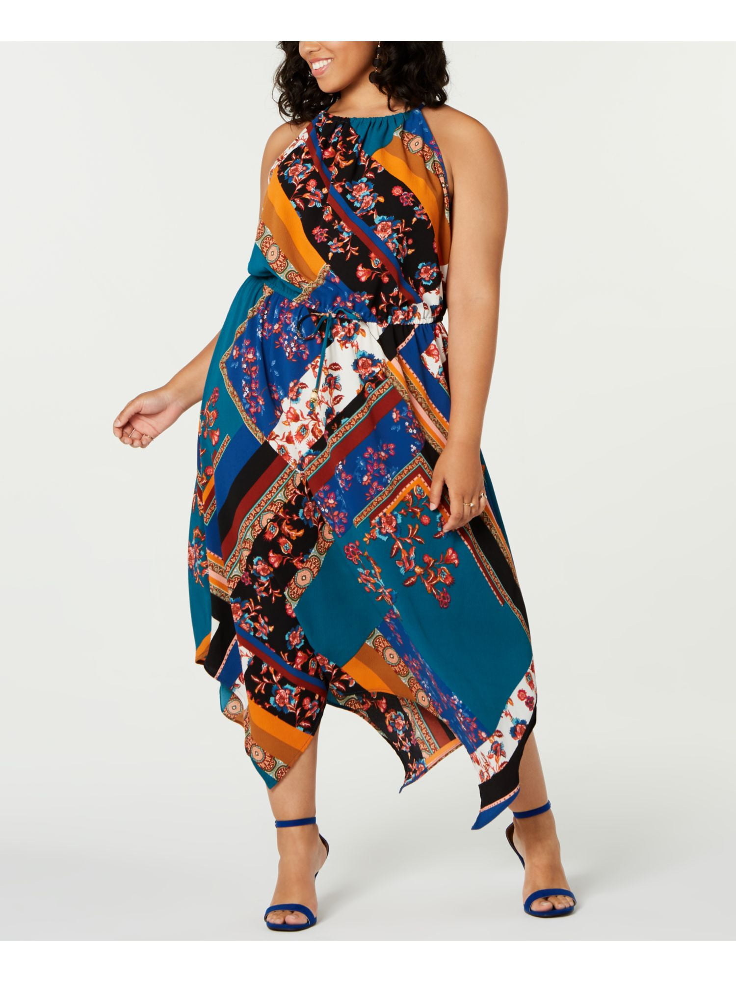 handkerchief hem maxi dress Surplice Handkerchief Hem Maxi Dress in Blue