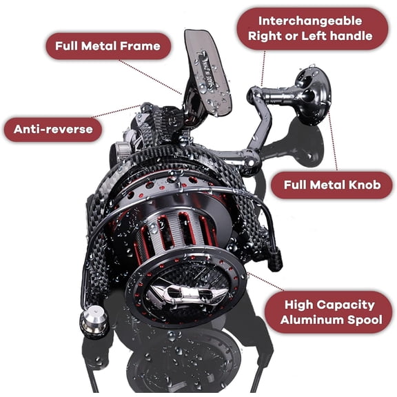 Fishdrops Surf Spinning Reel - Size 12000, Full Metal Frame, 31 LBs Max Drag, 10+1 Stainless BB, Ratio 4.7:1