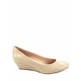 thumbnail image 1 of Fisher-8 Women's Slip On Patent Round Toe Low Wedge Heel Pump Shoes ( Beige, 10 ), 1 of 2