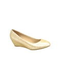 thumbnail image 1 of Fisher-8 Women's Slip On Patent Round Toe Low Wedge Heel Pump Shoes ( Champagen, 10 ), 1 of 4