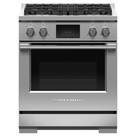 Fisher & Paykel - Professional 4 Cu. Ft. Freestanding Dual Fuel True Convection Range with Self-Cleaning - Stainless steel/black glass