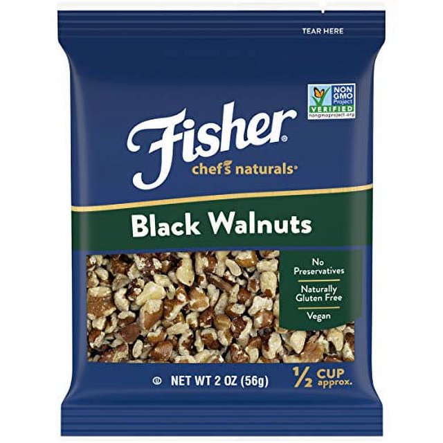 Fisher Black Walnuts, 2 Ounces, Grown in United States, Unsalted