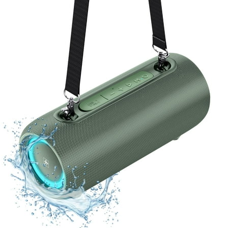 Fisher Bluetooth Wireless Portable Speaker 26W PEAK Power Boombox w HD Sound & Lights, IPX5 Water Resistant, Strap Handle, 7H Playtime, TWS Pairing, BT 5.3, Built-in Mic and Hands-Free Calling