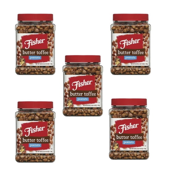 Fisher Butter Toffee Peanuts | Sweet & Crunchy Snack | High-Protein | Fresh Roasted Peanuts Coated in Buttery Toffee - 42 Ounce each (Pack of 2)