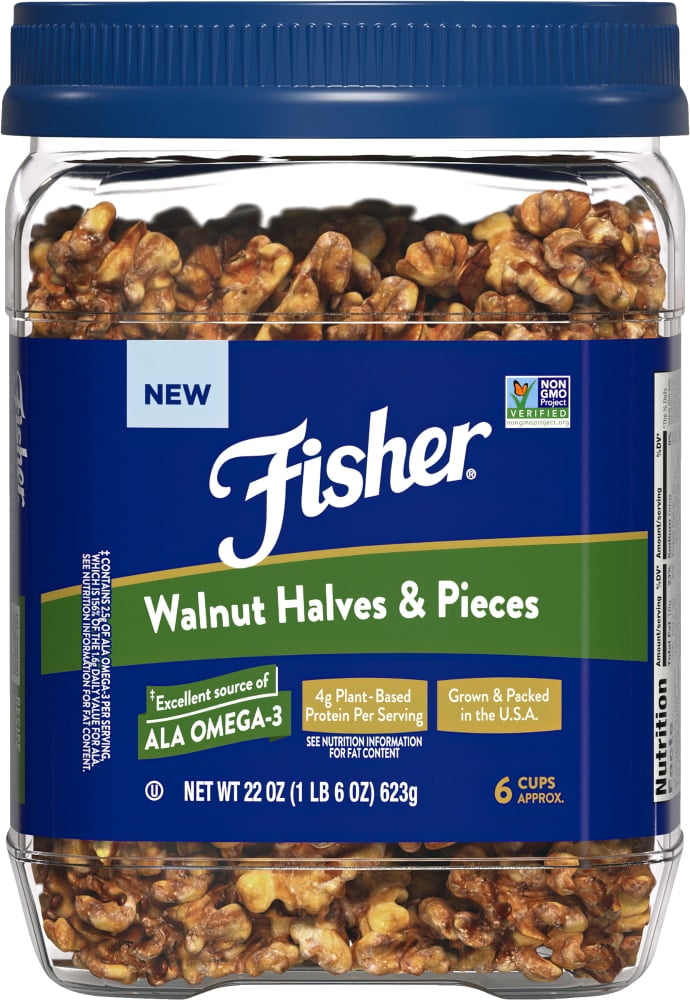 Fisher California Grown Unsalted Walnut Halves & Pieces