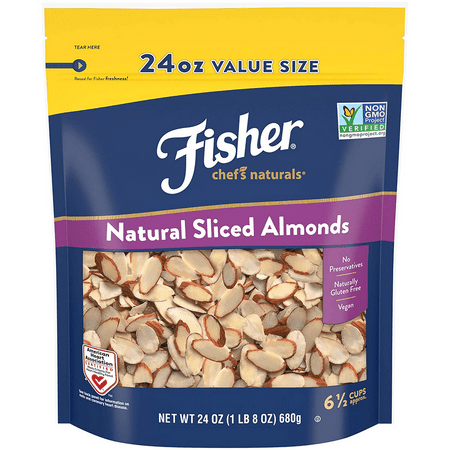 Fisher Chef's Naturals Gluten Free, No Preservatives, Non-GMO Natural Sliced Almonds, 24 oz
