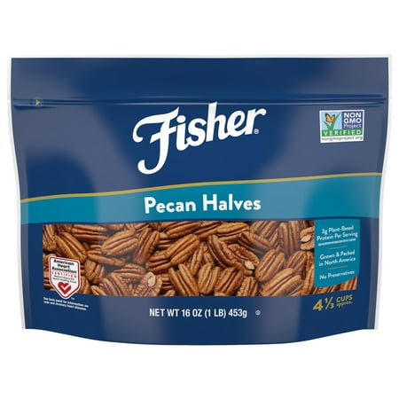 Fisher Chef's Naturals Gluten Free, No Preservatives, Non-GMO Pecan Halves, 16 oz Bag