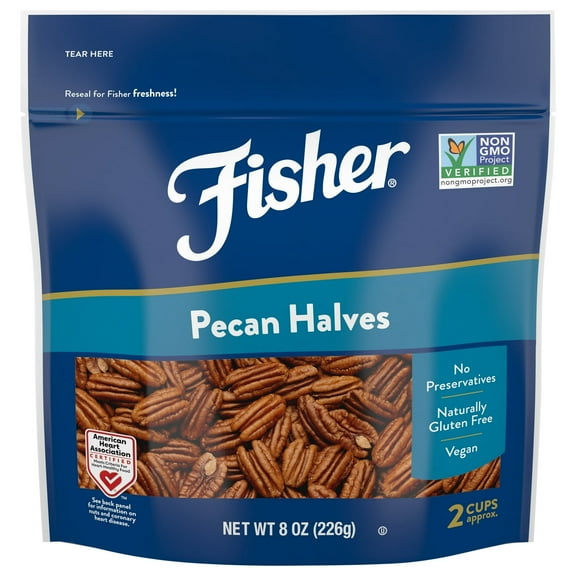 Fisher Chef's Naturals Gluten Free, No Preservatives, Non-GMO Pecan Halves, 8 oz Bag - 3 Pack