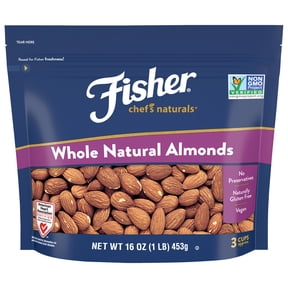 Fisher Chefs Naturals Gluten Free, No Preservatives, Non-GMO Whole Natural Almonds, 16 oz Bag