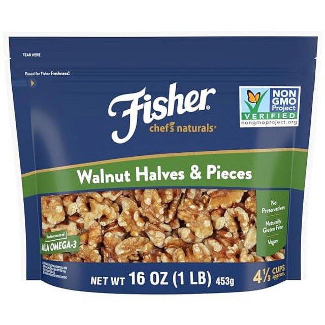 Fisher Chef's Naturals Walnut Halves & Pieces 1 lb, 100 California