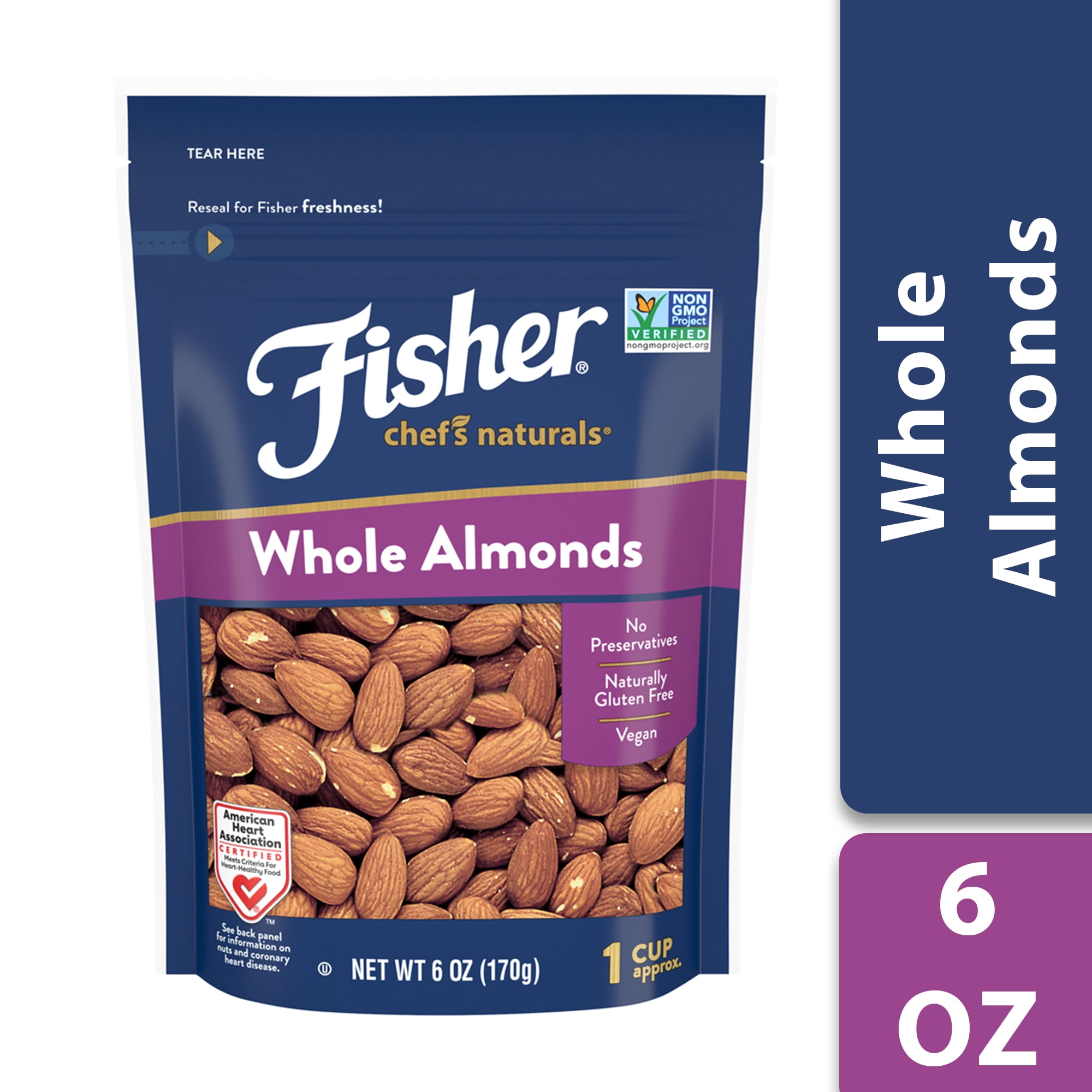 Fisher Chef's Naturals Whole Natural Almonds, 6 oz