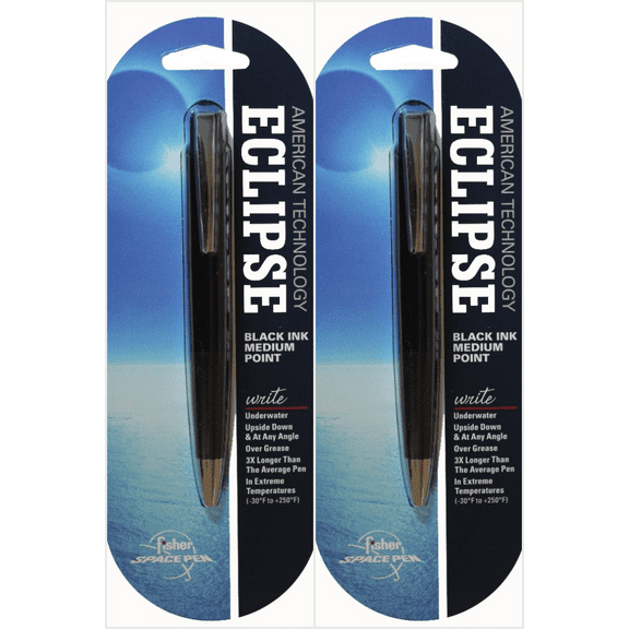 Fisher Eclipse Space Pens American Technology Retractable Black Ink - 2 PACK
