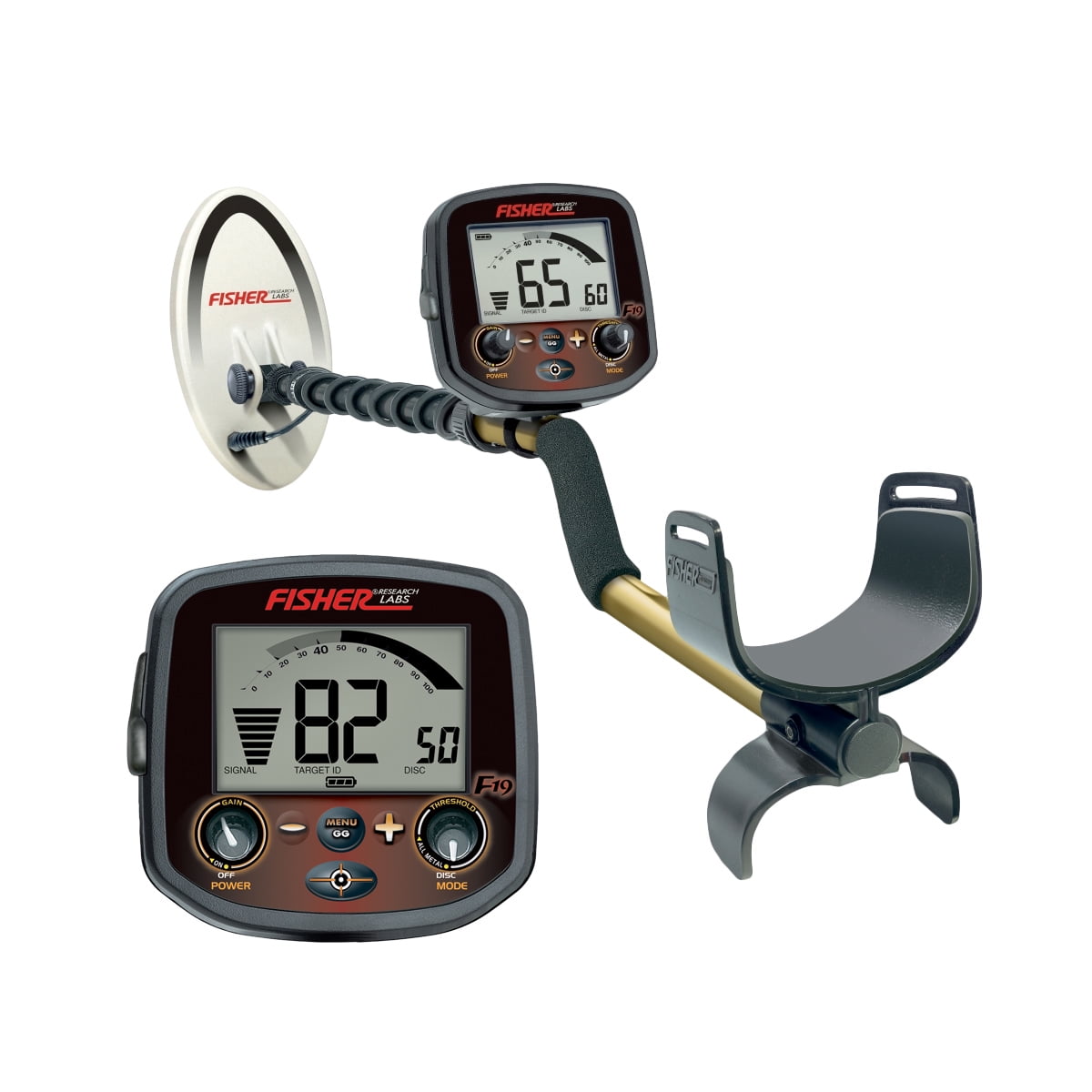 Fisher Research Labs F19 Metal Detector with 10" Waterproof DD Searchcoil, 19 kHz Operating Frequency