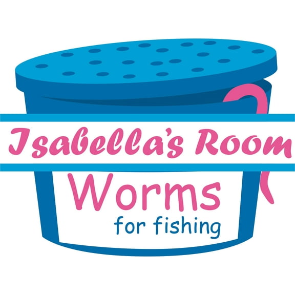 Fisher Fishing Worms Customized Wall Decal - Custom Vinyl Wall Art - Personalized Name - Baby Girls Boys Kids Nursery Daycare Bedroom Wall Decal Room Decor Wall Stickers Decoration Size (20x40 inch)