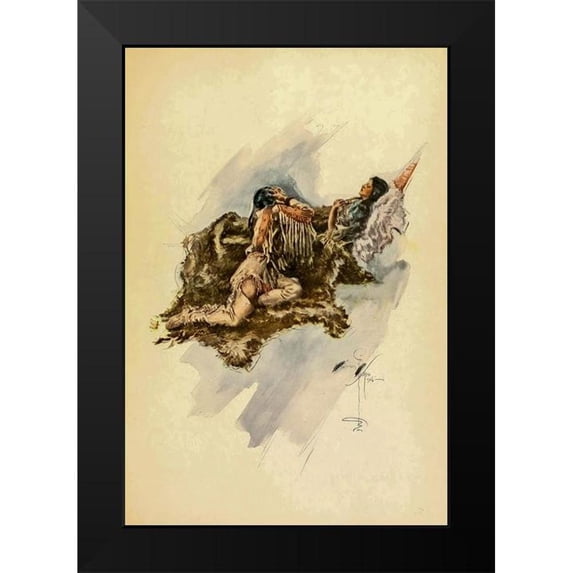 Fisher, Harrison 17x24 Black Modern Framed Museum Art Print Titled - Indian Woman from The Song of Hiawatha 1906