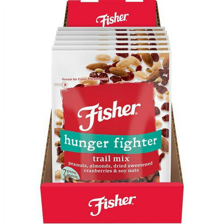 Fisher Hunger Fighter Trail Mix - Trans Fat Free - Peanut, Almond, Dried Cranberries - 1 Serving Bag - 4 oz - 6 / Carton Fisher Hunger Fighter Trail Mix - Trans Fat Free - Peanut, Almond, Dried Cranberries - 1 Serving Bag - 4 oz - 6 / Carton