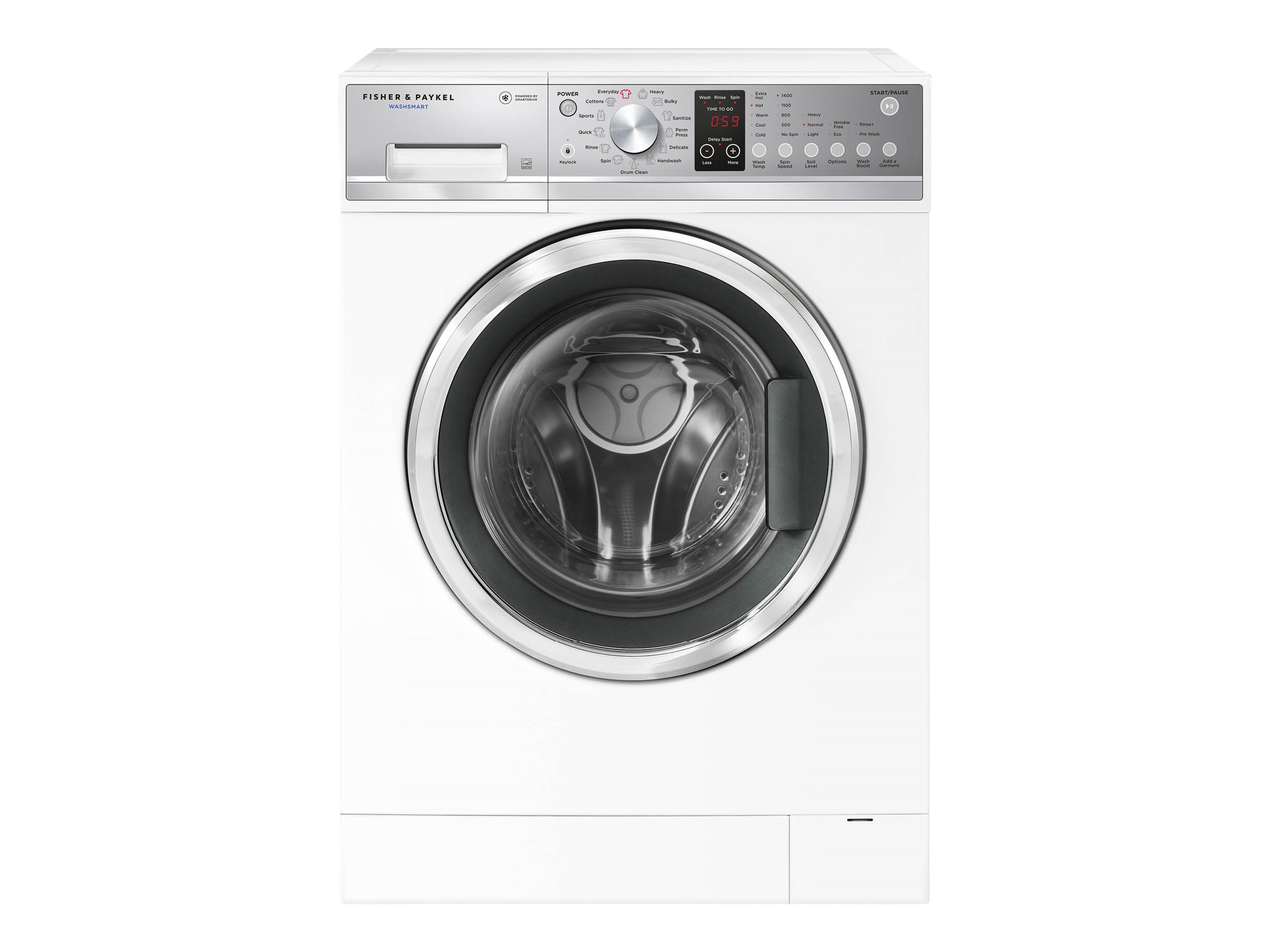 Fisher & Paykel WashSmart WH2424F1 - Washing machine - width: 23.6 in - depth: 25.4 in - height: 33.5 in - front loading - 2.4 cu. ft - 1400 rpm - white - image 1 of 7