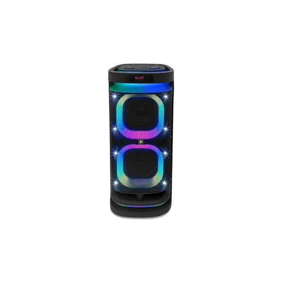 Fisher Portable Bluetooth Wireless Speaker:Dual 8" Subwoofer 60W Peak Power Loud HD Deep Bass Sound|LED Lights|Rechargeable|Karaoke|Microphone|TWS Pairing|USB Port|TF|AUX|FM Radio|Guitar Jack