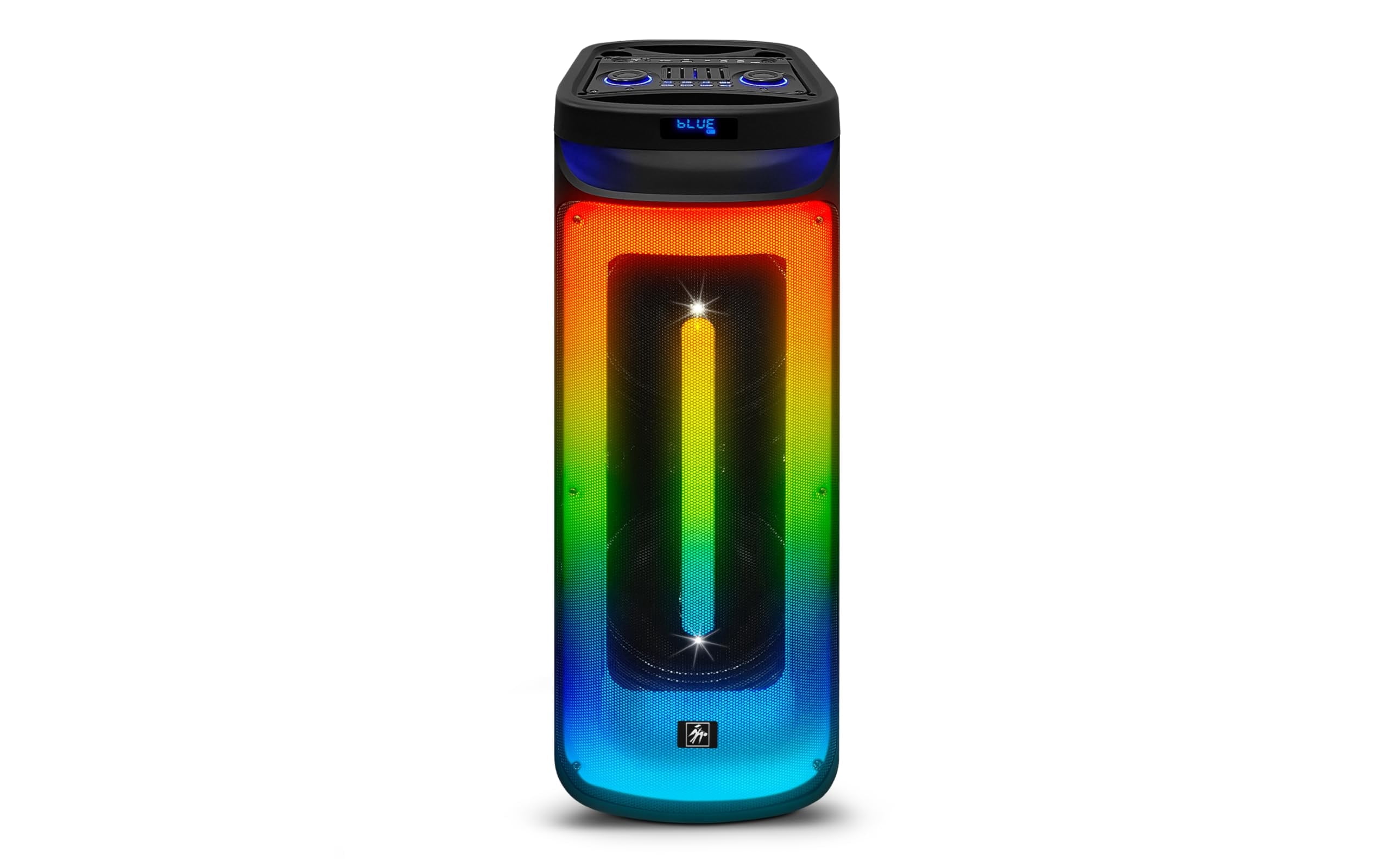 Fisher Portable Bluetooth Wireless Speaker System: Dual 10" Subwoofer 80W Peak Power Loud HD Deep Bass Sound|LED Lights|Rechargeable|Karaoke|Remote|TWS Pairing|USB Port|TF|AUX|FM Radio|2 MIC Input