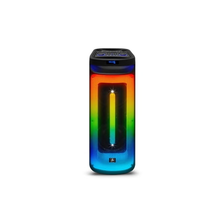 Fisher Portable Bluetooth Wireless Speaker System: Dual 10" Subwoofer 80W Peak Power Loud HD Deep Bass Sound|LED Lights|Rechargeable|Karaoke|Remote|TWS Pairing|USB Port|TF|AUX|FM Radio|2 MIC Input