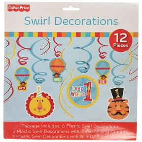 Fisher Price 1st Birthday Circus Hanging Swirl Decorations (12pc)