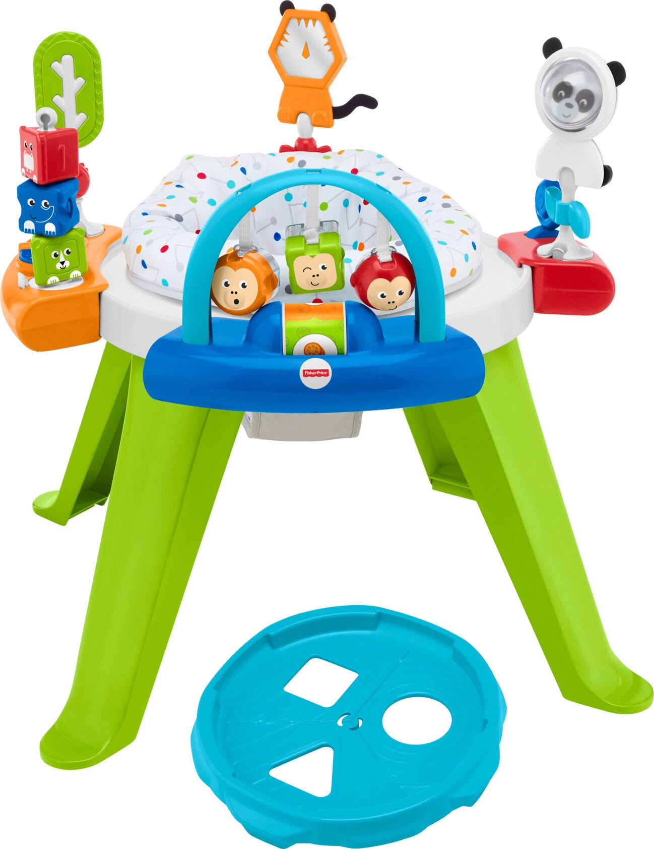 Fisher-Price 3-in-1 Spin & Sort Infant Activity Center and Toddler Play Table, Retro Roar, Unisex