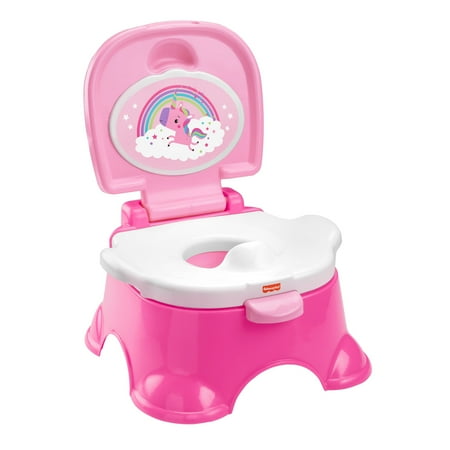Fisher-Price 3-in-1 Unicorn Tunes Potty Toddler Training Toilet and Step Stool with Music