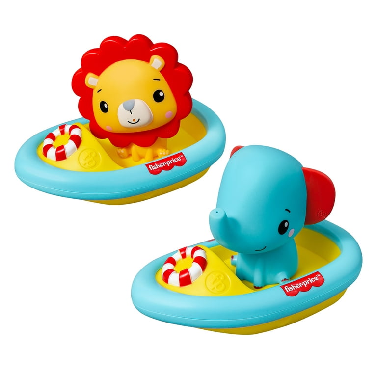 Fisher-Price 4-Piece Bath Boat Toy Set, Toy Boats with Animal Water Toys, Bath  Toys for Toddlers 1-3 
