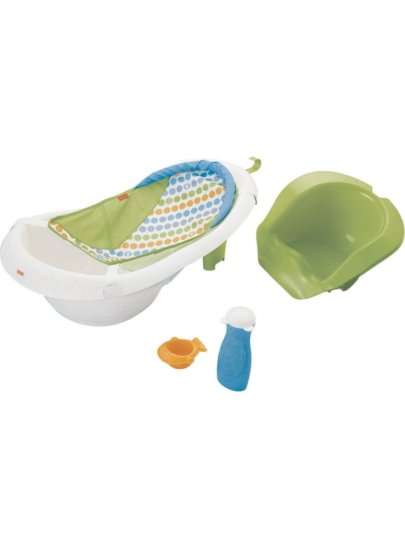 Fisher-Price 4-in-1 Sling ‘n Seat Tub Adjustable Baby Bath for Infant to Toddler with 2 Toys, Unisex