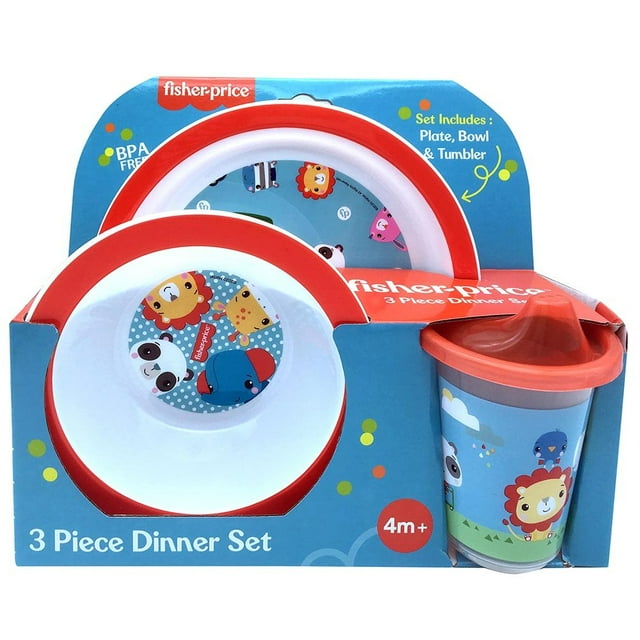 Fisher-Price Baby 3-Piece Animal Dinner Time Set - red/multi, one size
