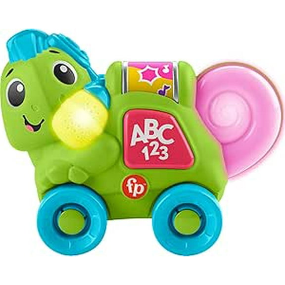Fisher-Price Baby Learning Toy Link Squad Crawl n Colors Chameleon with Music & Lights for Ages 9+ Months, Compatible Only with Link Squad Items
